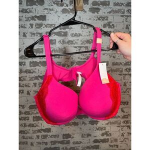 Cacique | women nwt pink and red lace bra boost plunge